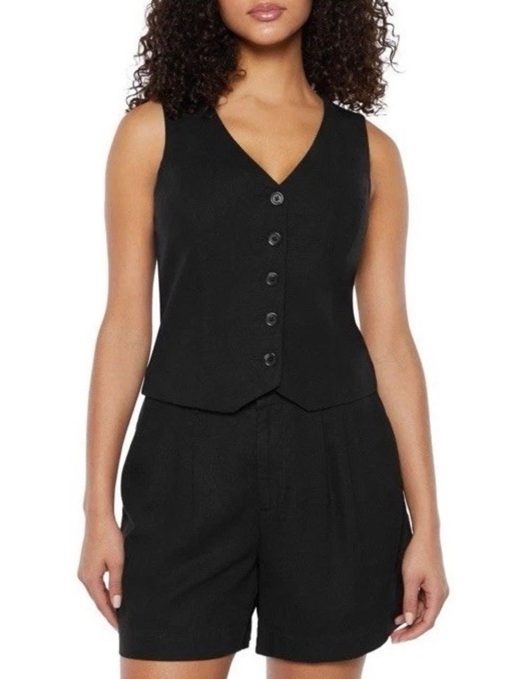 Express Black Sleeveless Button-Front Vest